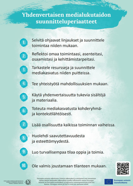 Juliste (A3): Yhdenvertaisen medialukutaidon suunnitteluperiaatteet